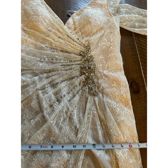 Montage by Mon Cheri Champagne Wedding Gown Mother of the Bride 14 Lace Cream - Picture 15 of 16